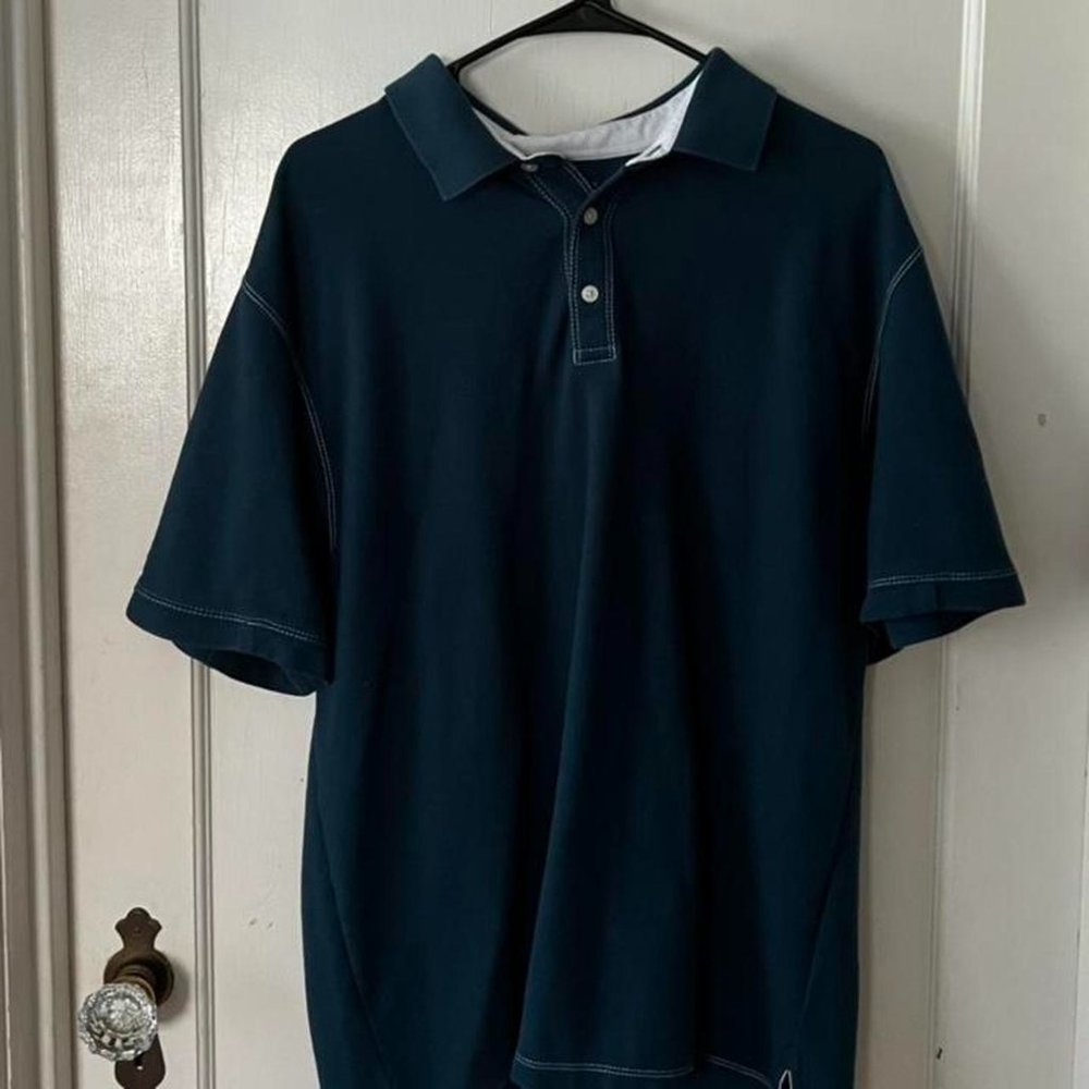 Cute Blue Polo with White Stitching